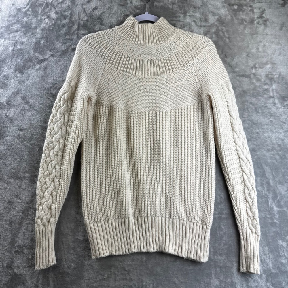 Haven Well Within Sweater Womens Small Cream Merino Wool Cashmere Mock (1754)